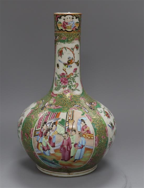 A Chinese famille rose bottle vase, mid 19th century H.33cm